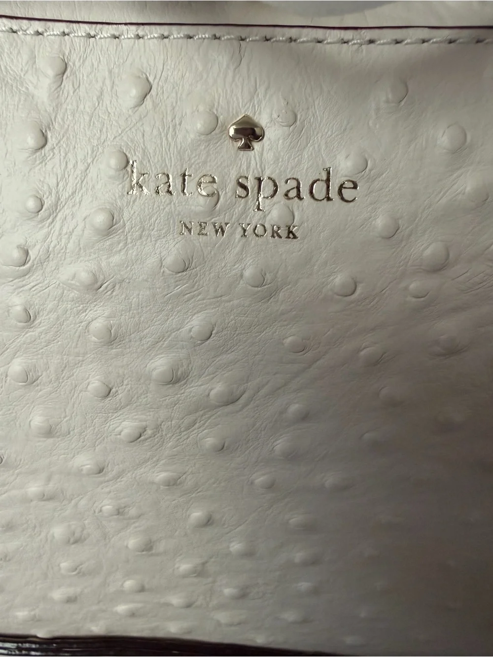 Kate Spade Cream Ostrich-Embossed Dome Satchel
